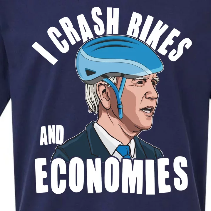 I Crash Bikes And Economies Anti Biden Sueded Cloud Jersey T-Shirt