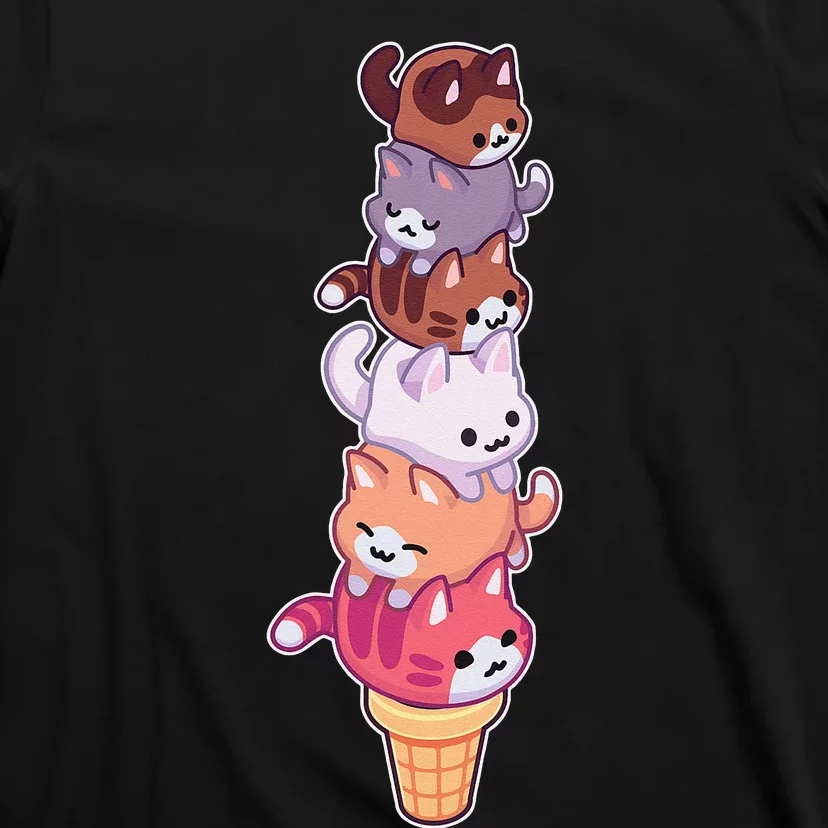 Ice Cream Cats Cute Eat Sweet Gelato Sherbet Kitty Lover T-Shirt