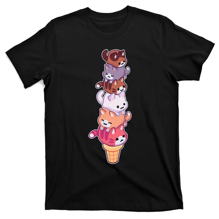 Ice Cream Cats Cute Eat Sweet Gelato Sherbet Kitty Lover T-Shirt