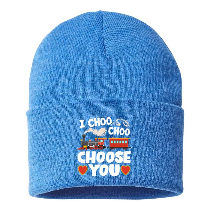 I Choo Choo Choose You Valentines Train Railroad Gift Sustainable Knit Beanie