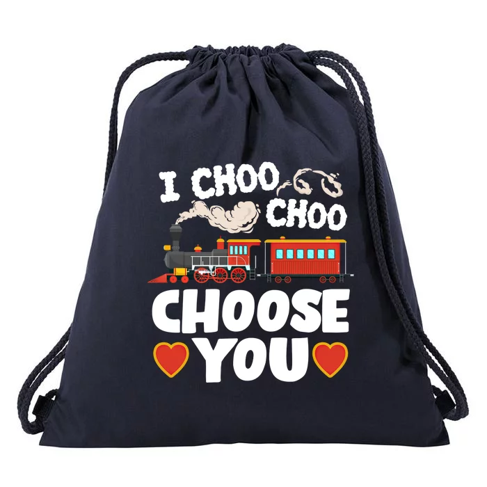 I Choo Choo Choose You Valentines Train Railroad Gift Drawstring Bag