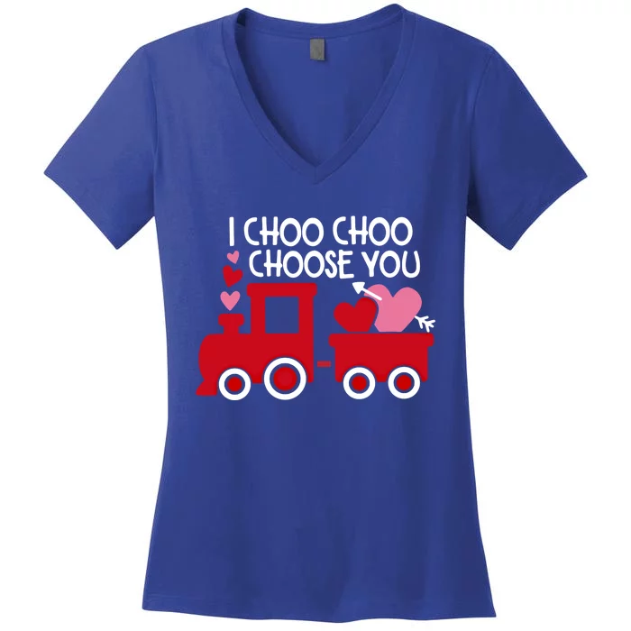 I Choo Choo Choose You Gift Funny Train Valentines Day Gift Women's V-Neck T-Shirt