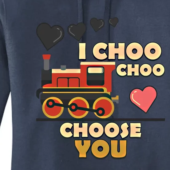 I Choo Choo Choose You Train Love Hearts Valentines Day Gift Women's Pullover Hoodie