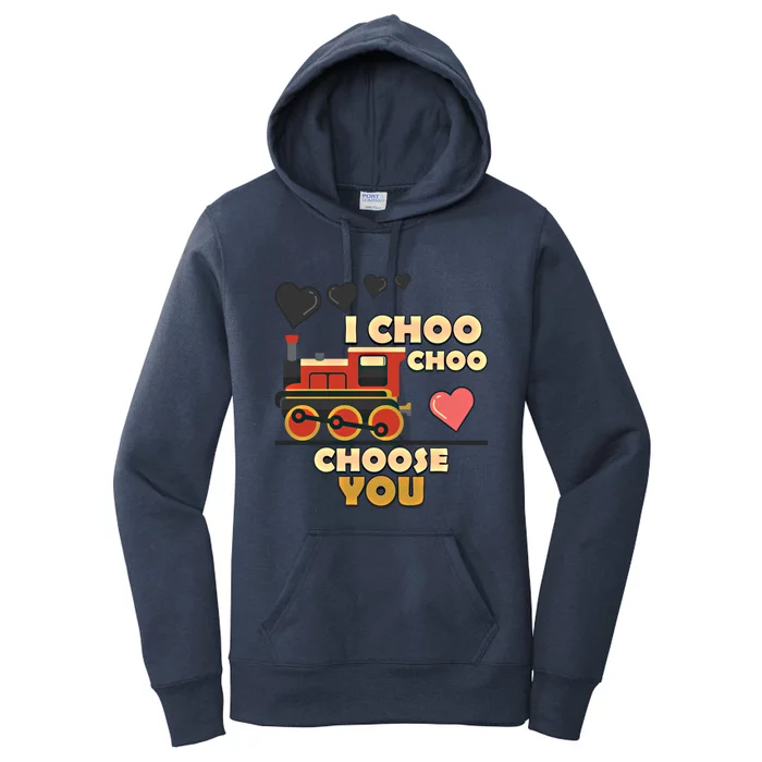 I Choo Choo Choose You Train Love Hearts Valentines Day Gift Women's Pullover Hoodie