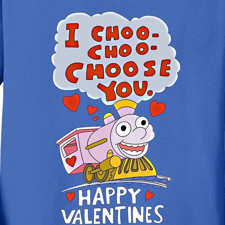 I Choo Choo Choose You Train Love Hearts Valentines Day Gift Kids Long Sleeve Shirt