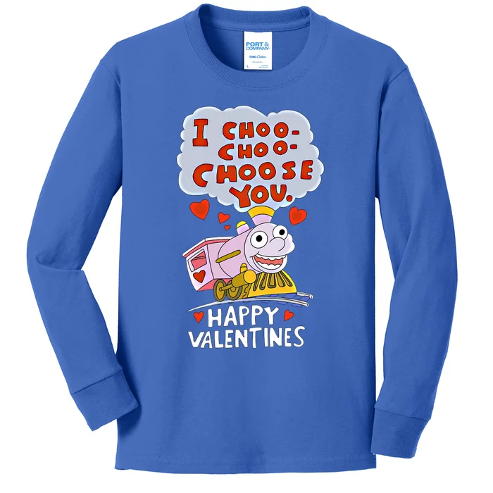 I Choo Choo Choose You Train Love Hearts Valentines Day Gift Kids Long Sleeve Shirt