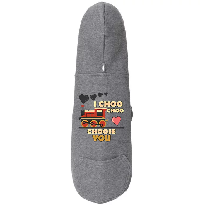 I Choo Choo Choose You Train Love Hearts Valentines Day Gift Doggie 3-End Fleece Hoodie