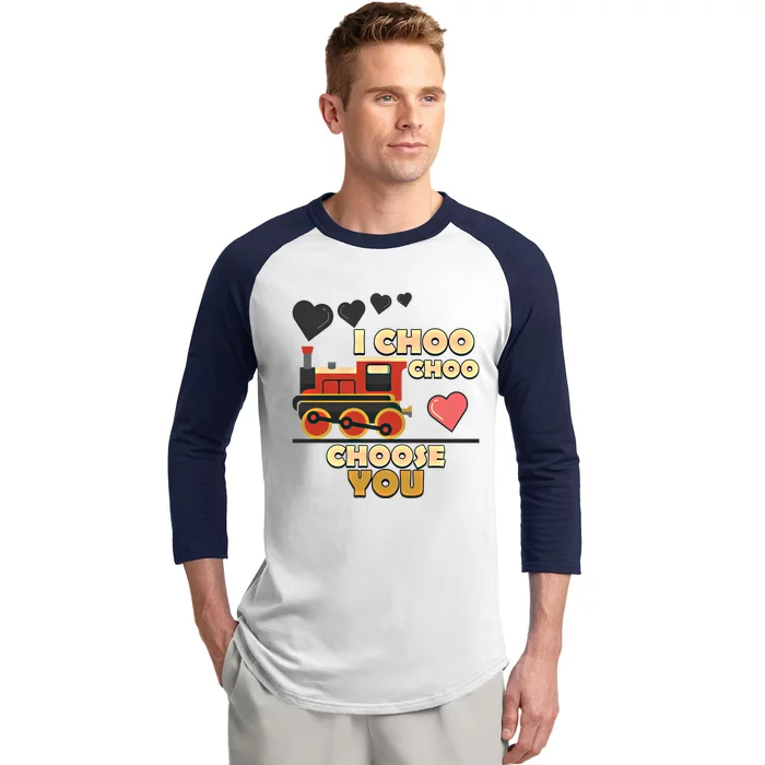 I Choo Choo Choose You Train Love Hearts Valentines Day Gift Baseball Sleeve Shirt