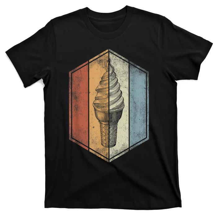 Ice Cream Cone Retro Vintage Ice Cream Lover Summer Vacation T-Shirt