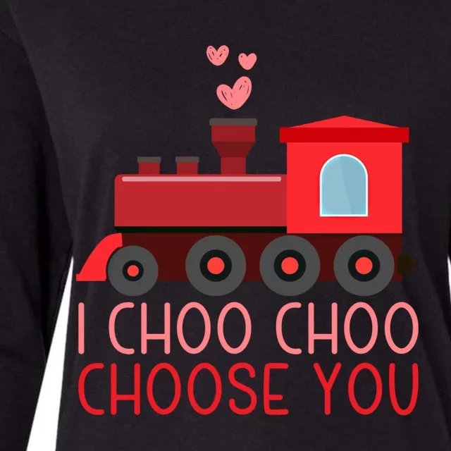 I Choo Choo Choose You Train Lover Valentine's Day Gift Womens Cotton Relaxed Long Sleeve T-Shirt