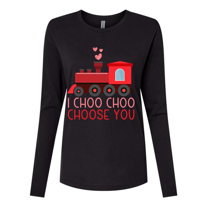 I Choo Choo Choose You Train Lover Valentine's Day Gift Womens Cotton Relaxed Long Sleeve T-Shirt