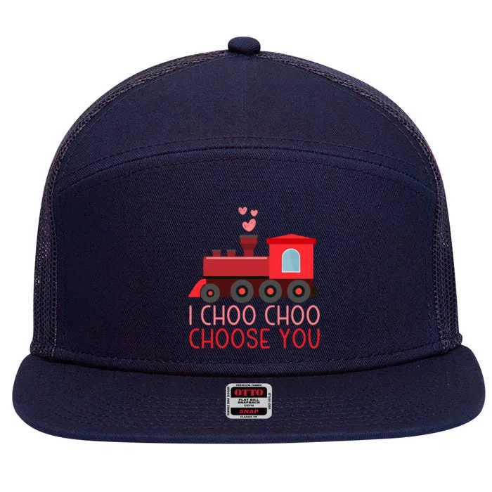 I Choo Choo Choose You Train Lover Valentine's Day Gift 7 Panel Mesh Trucker Snapback Hat