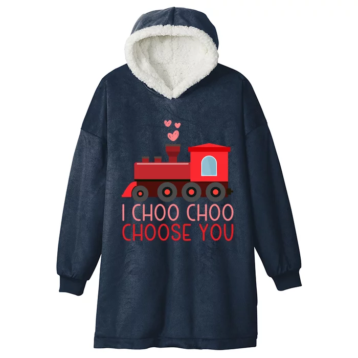 I Choo Choo Choose You Train Lover Valentine's Day Gift Hooded Wearable Blanket