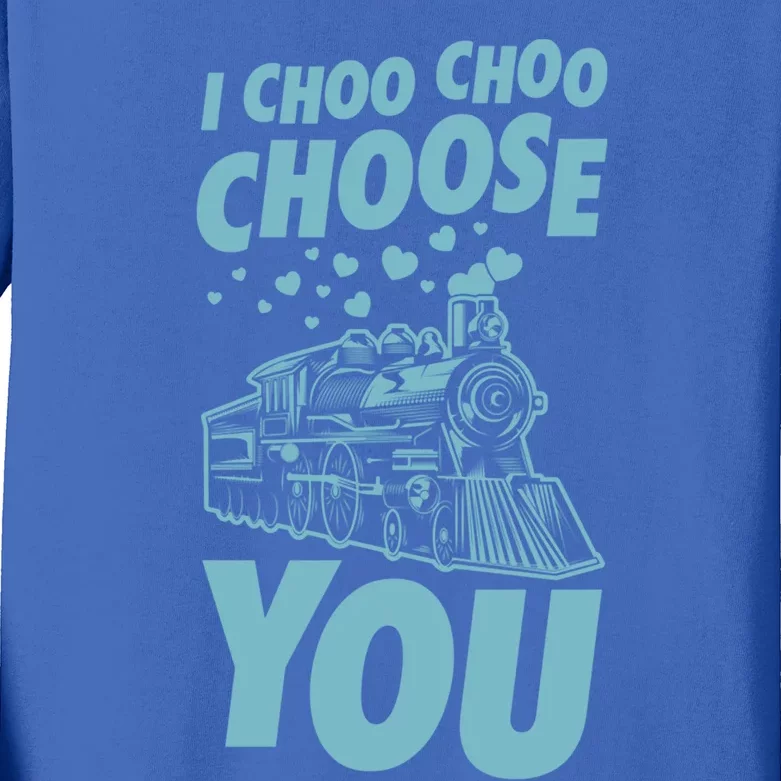 I Choo Choo Choose You Train Themed Valentines Day Funny Gift Kids Long Sleeve Shirt