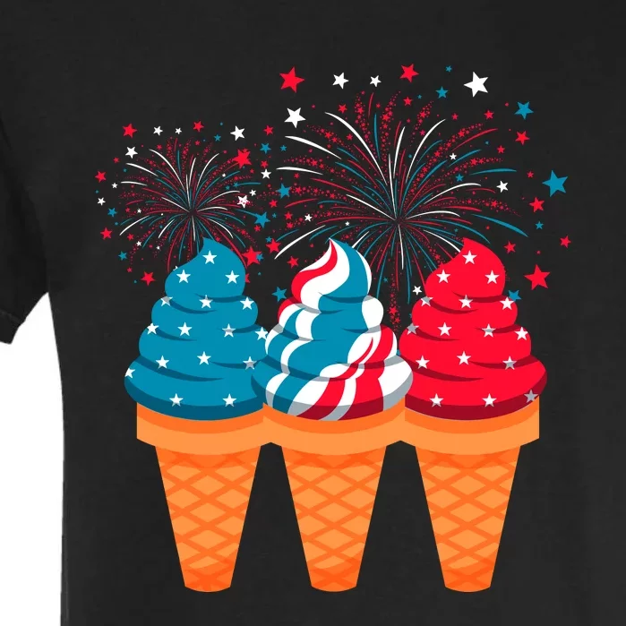 Ice Cream Cones 4th Of July Patriotic Usa Flag Pride Summer Garment-Dyed Heavyweight T-Shirt