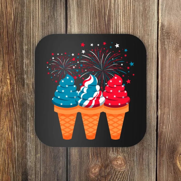 Ice Cream Cones 4th Of July Patriotic Usa Flag Pride Summer Coaster