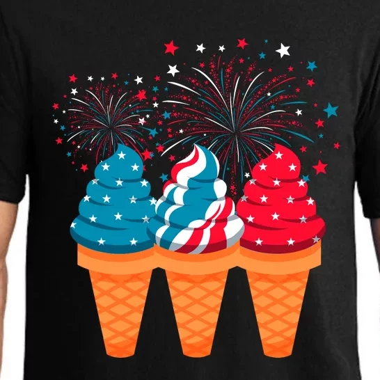 Ice Cream Cones 4th Of July Patriotic Usa Flag Pride Summer Pajama Set