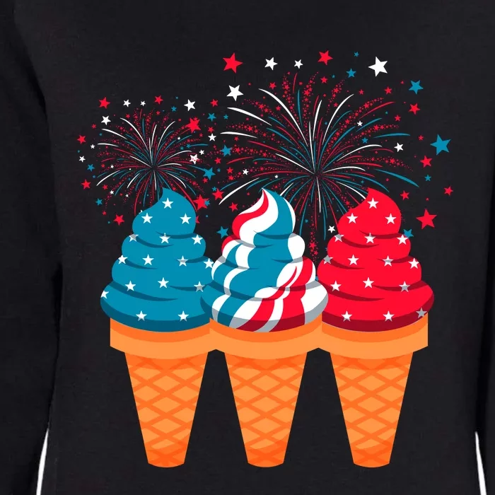 Ice Cream Cones 4th Of July Patriotic Usa Flag Pride Summer Womens California Wash Sweatshirt