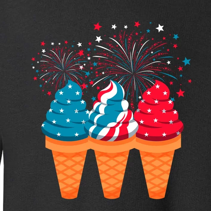 Ice Cream Cones 4th Of July Patriotic Usa Flag Pride Summer Toddler Sweatshirt