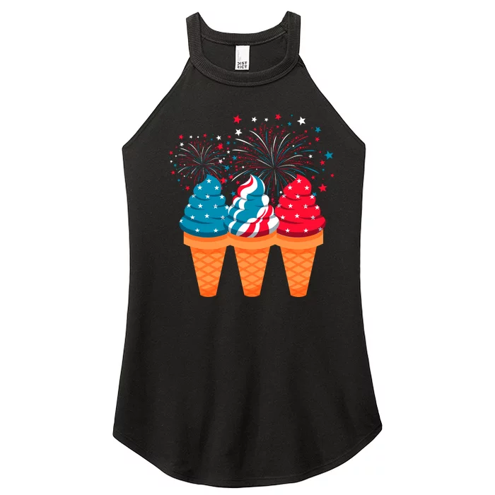 Ice Cream Cones 4th Of July Patriotic Usa Flag Pride Summer Women’s Perfect Tri Rocker Tank