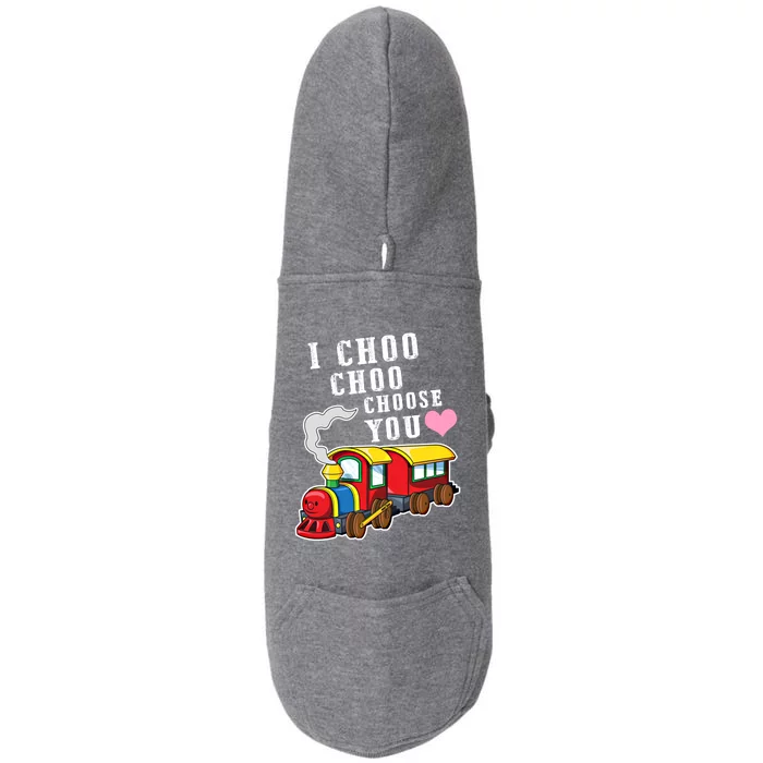 I Choo Choo Choose You Valentines Day Cute Train Gift Doggie 3-End Fleece Hoodie