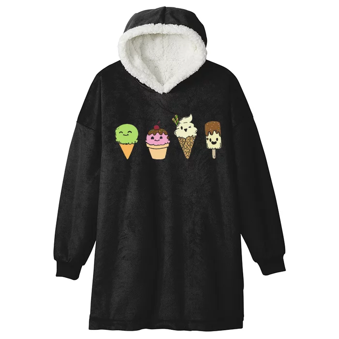 Ice Cream Cones Popsicle Frozen Food Gift Hooded Wearable Blanket