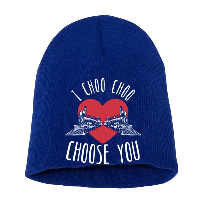 I Choo Choo Choose You Valentines Day Hearts Day Train Funny Gift Short Acrylic Beanie