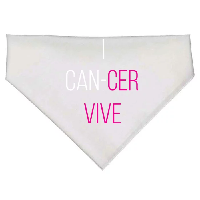 I Can Cer Vive Funny Breast Cancer Survivor Funny Gift USA-Made Doggie Bandana