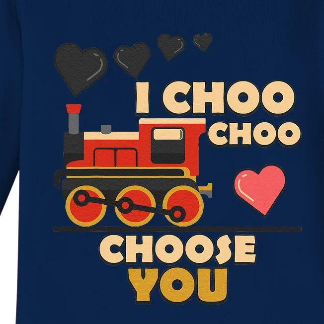 I Choo Choo Choose You Train Love Hearts Valentines Day Baby Long Sleeve Bodysuit