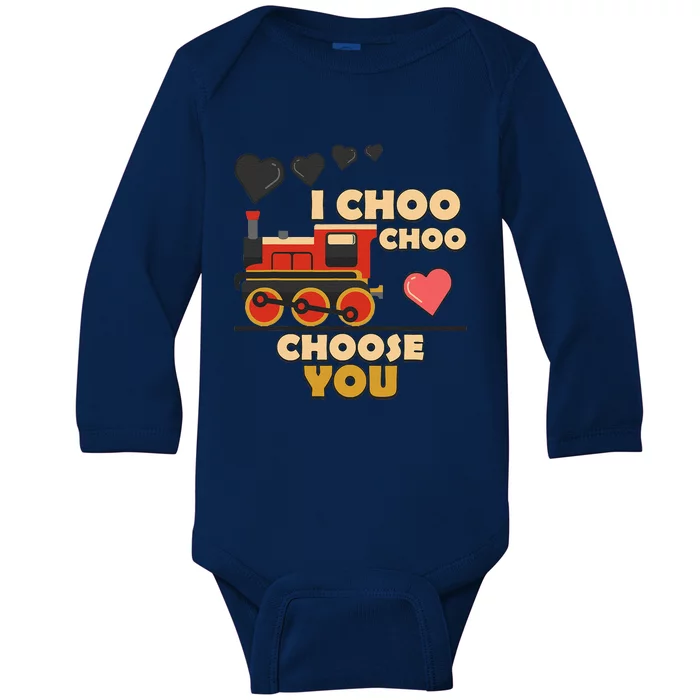 I Choo Choo Choose You Train Love Hearts Valentines Day Baby Long Sleeve Bodysuit