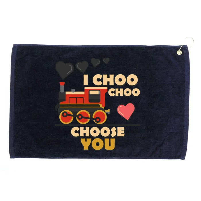 I Choo Choo Choose You Train Love Hearts Valentines Day Grommeted Golf Towel