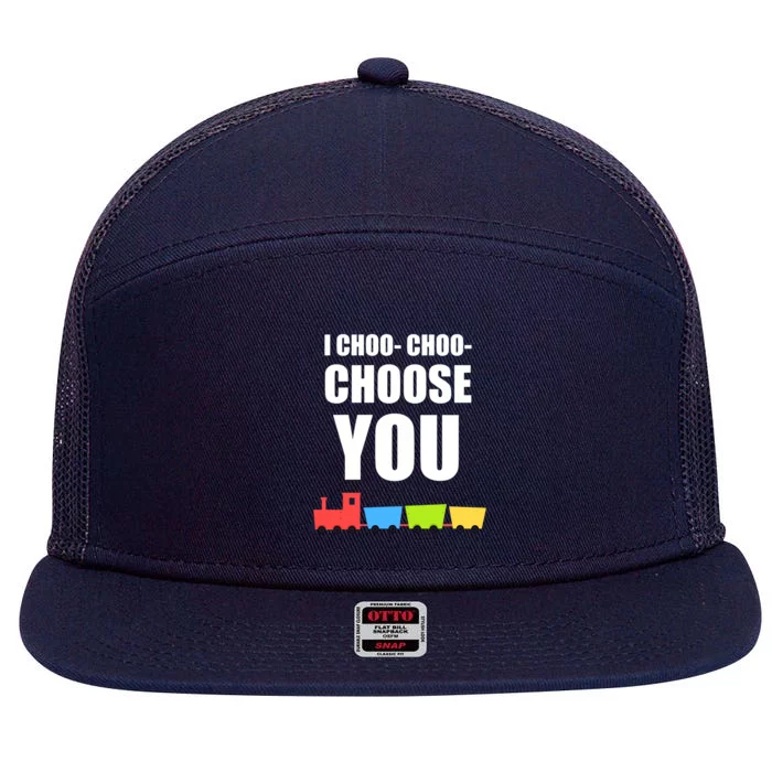 I Choo Choo Choose You Valentines Day 7 Panel Mesh Trucker Snapback Hat