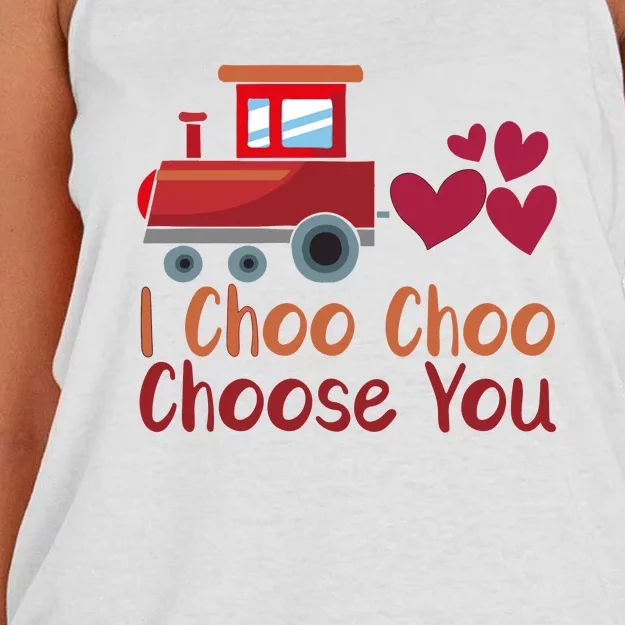 I Choo Choo Choose You Valentines Day Women's Knotted Racerback Tank