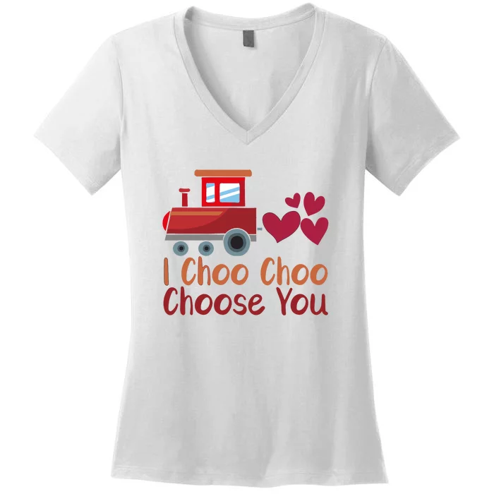 I Choo Choo Choose You Valentines Day Women's V-Neck T-Shirt