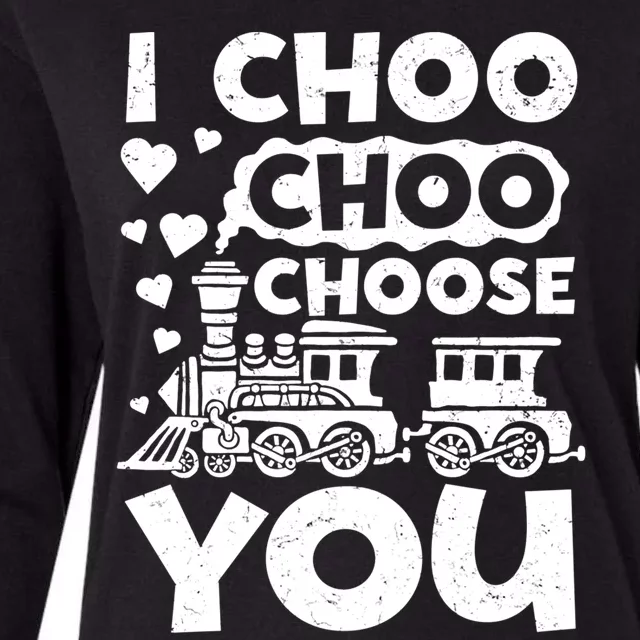 I Choo Choo Choose You Valentines Day Train Locomotive Cute Gift Womens Cotton Relaxed Long Sleeve T-Shirt