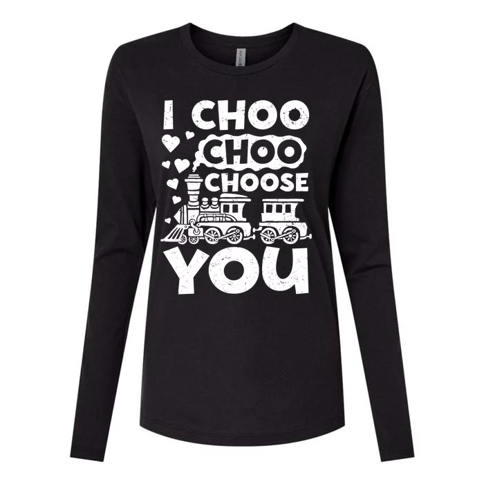 I Choo Choo Choose You Valentines Day Train Locomotive Cute Gift Womens Cotton Relaxed Long Sleeve T-Shirt