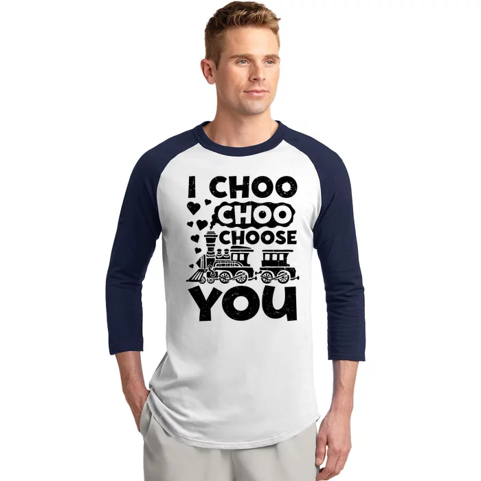 I Choo Choo Choose You Valentines Day Train Locomotive Cute Gift Baseball Sleeve Shirt