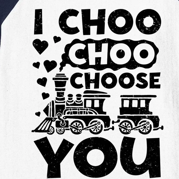 I Choo Choo Choose You Valentines Day Train Locomotive Cute Gift Baseball Sleeve Shirt