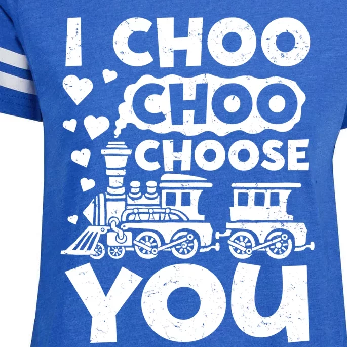 I Choo Choo Choose You Valentines Day Train Locomotive Cute Gift Enza Ladies Jersey Football T-Shirt