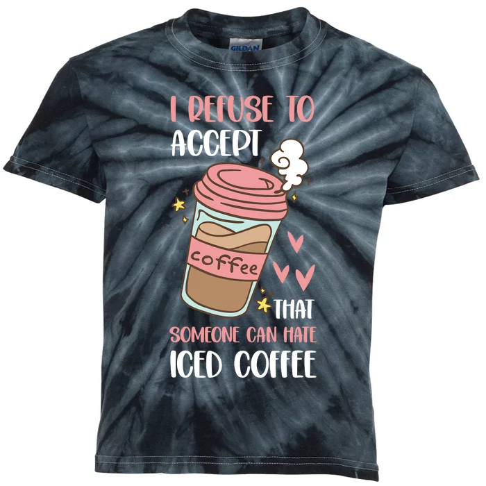 Iced Coffee Cold Brew Latte Coffeeholic Caffeine Espresso Kids Tie-Dye T-Shirt