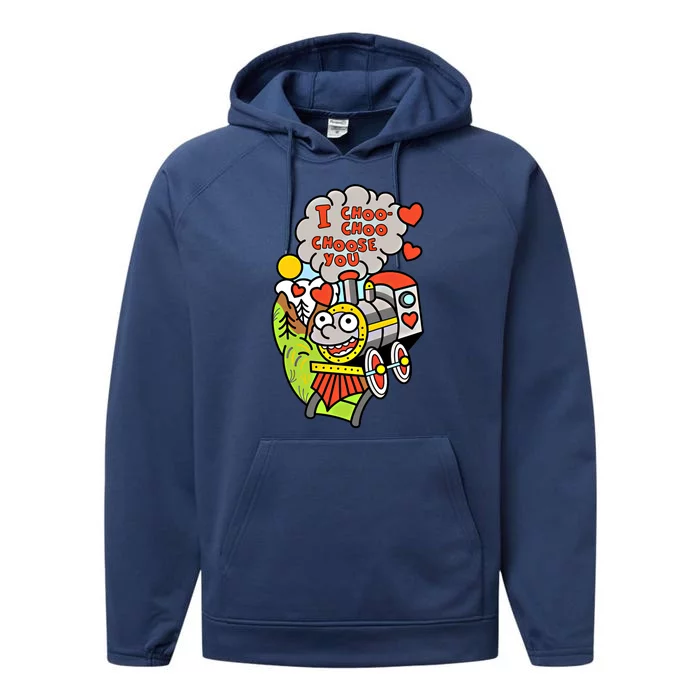 I Choo Choo Choose You Valentines Day Train Gift Performance Fleece Hoodie