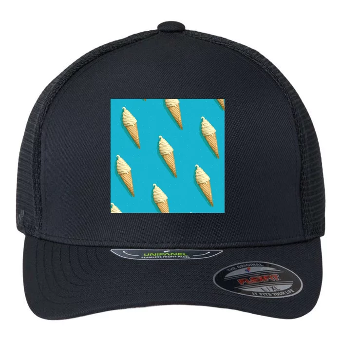 Ice Cream Cone Pattern Flexfit Unipanel Trucker Cap