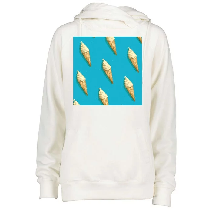 Ice Cream Cone Pattern Womens Funnel Neck Pullover Hood