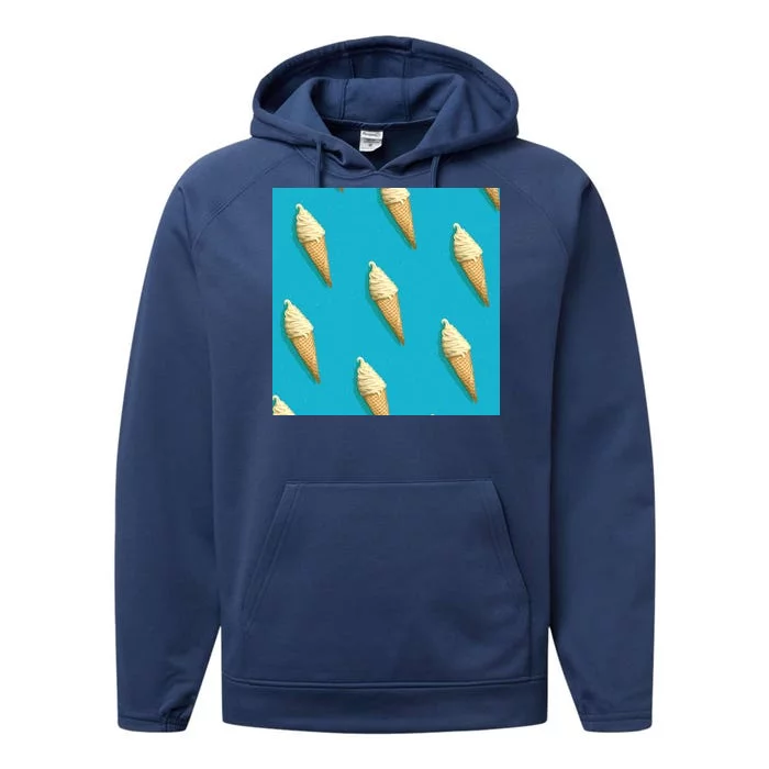 Ice Cream Cone Pattern Performance Fleece Hoodie