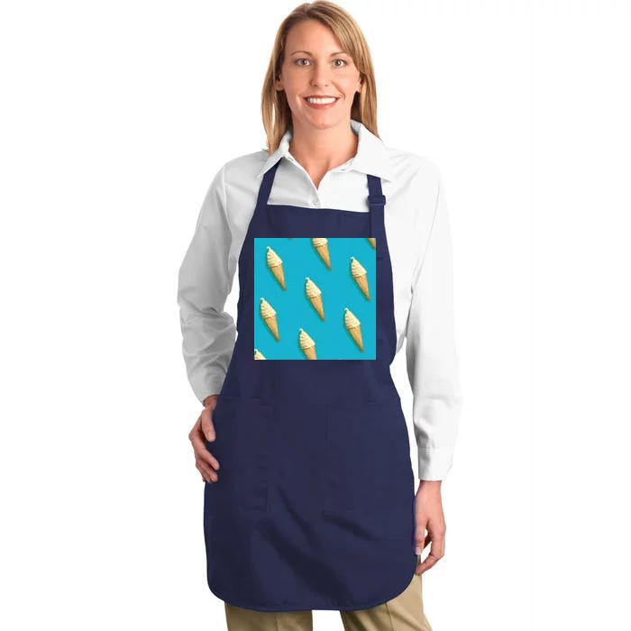 Ice Cream Cone Pattern Full-Length Apron With Pocket