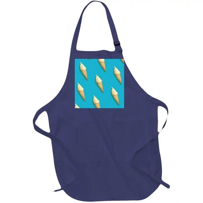 Ice Cream Cone Pattern Full-Length Apron With Pocket