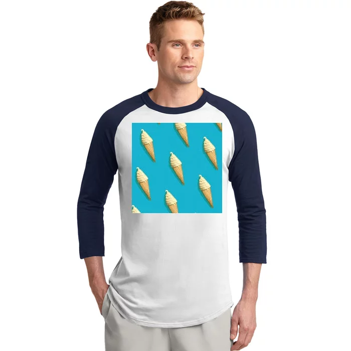 Ice Cream Cone Pattern Baseball Sleeve Shirt