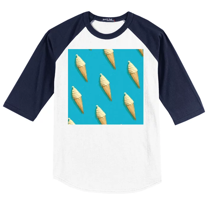 Ice Cream Cone Pattern Baseball Sleeve Shirt