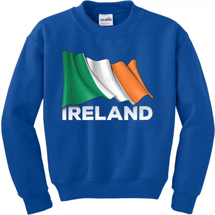 Ireland Country Cool Gift Waving Irish Flag Great Gift Kids Sweatshirt