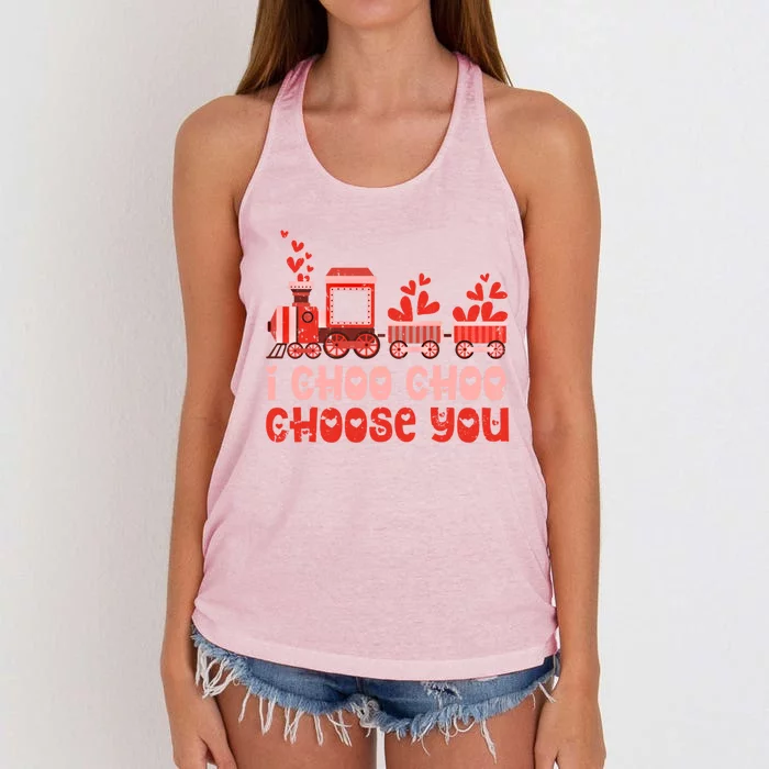 I Choo Choo Choose You Valentines Day Train Gift Women's Knotted Racerback Tank